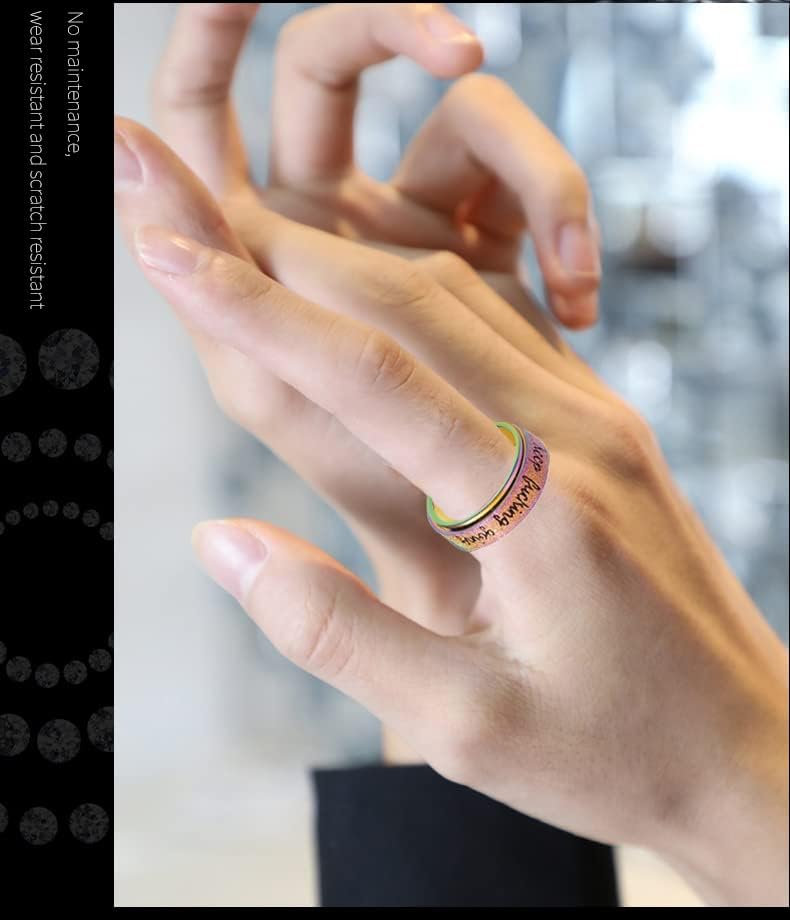 אישית השראה מנטרה נירוסטה כסף ספינינג טבעת לגברים נשים חבר עידוד מתנה גודל 6 7 8 9 10