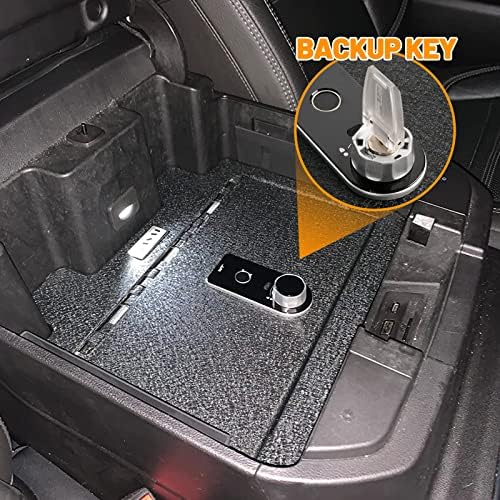 Center Console Consue Box Box מארגן בטוח לשנת 2019-2022 שברולט סילברדו 1500/GMC סיירה 1500, 2020-2023 שברולט סילברדו 2500/3500HD/GMC סיירה 2500/3500HD ， עם מנעול טביעות אצבע