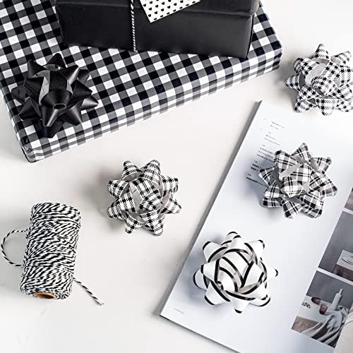 רוספפה נייר חג המולד מתנה קשת מבחר - שחור ולבן עיצוב עבור חג המולד, חג, יום הולדת, חתונה, תינוק מקלחת-כולל 14 קשתות , 3 גודל