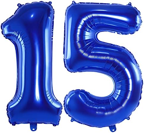 40 אינץ חיל הים כחול מספר 15 בלוני ג ' מבו ענק רויאל כחול מספר דיגיטלי בלון 15 גדול ענק מיילר רדיד הליום כהה כחול גדול מספר בלון עבור יום הולדת מסיבת יום נישואים אספקת קישוטים