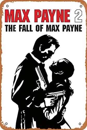 Clilsiatm Max Payne 2 נפילת מקס פייין משחק פוסטר משחק וידאו שלט מתכת שלט קיר וינטג