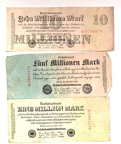 1923 גרמניה Weimar רפובליקה היפר אינפלציה סט מלא של 50.000 עד 100.000.000 שטרות סימן