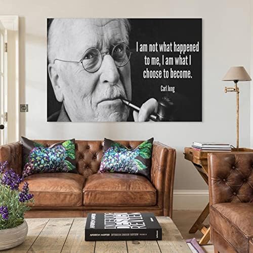 Bludgug Carl Jung Portreat Pocote Poster Poster Inspirity ציטוט פוסטר בד צביעת קיר פוסטר לאמנות לחדר השינה Decord Decor16x24 אינץ '