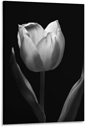 פרחים מופשטים בשחור לבן נורדי בפורח פוסטר פוסטר בור ציור קיר אמנות תמונה ורדים ורדים צביעת קיר קיר פוסטר לאמנות לחדר שינה תפאורה לסלון 12x18 אינץ 'מסגרת-סגנון -1-2