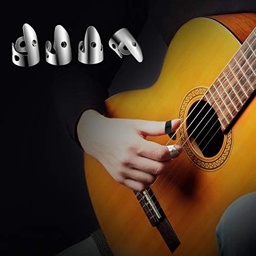 6 חתיכות בנג 'ו אצבע מרים סט, כולל נירוסטה אצבע מרים אגודל מרים, מתכת אצבע מרים מתכוונן בס אצבע מרים עבור גיטרה, בנג' ו ומכשירים אחרים