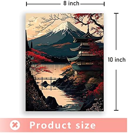 כרזות נוף יפניות אמנות קיר רטרו, הדפסי נוף טבעיים, תפאורה מזרחית אסייתית מינימליסטית מודרנית לסלון נוף הרים ציור דקורטיבי בדים לא ממוסגרים 8x10 אינץ 'סט של 4