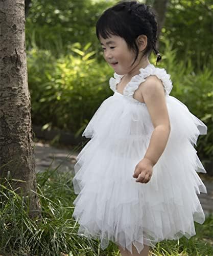Chenbao לא סדיר שמלות נערות נערות טול פעוט פעוט שמלת כלה יום הולדת יום הולדת טוטו ספגטי רצועת קיץ.