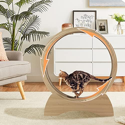 גלגל התרגיל של חתול Hooseng, הליכון חתול עם מסלול מסלול שטיחים וגליל ללא רעש, גלגל ריצה לחתול למשקל ירידה בחיות מחמד ופעילות גופנית יומית