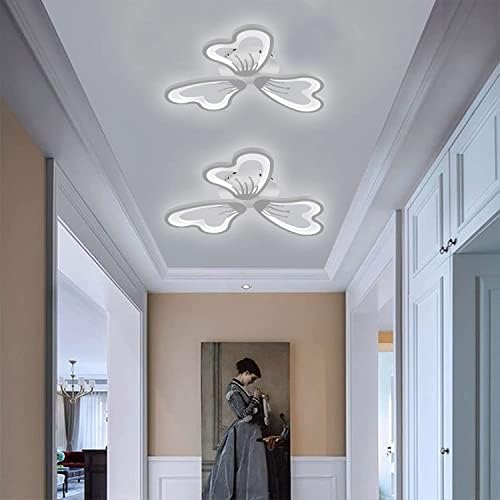 Becailyer LED מנורת תקרה מודרנית, 33W 21.6 צורת פרחים שלט רחוק לעומק, קרוב לתאורת תאורה לתקרה, עיצוב יצירתי נברשת תקרה אקרילית למסדרון מטבח בחדר השינה, שחור