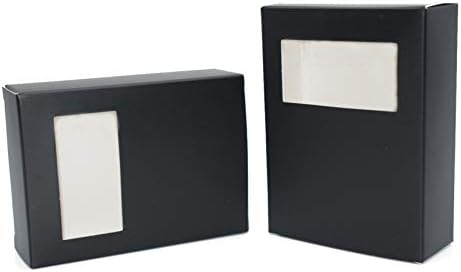 25 יחידות קופסאות אריזת סבון שחורות לסבון תוצרת בית, קופסאות סבון נייר קראפט עם מלבן חלון פתוח