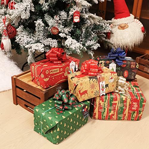 פינטרילנד 96 יחידות תגי מתנה לחג המולד עם מחרוזת, חג המולד סנטה ל / מ תגי שם תווית עבור גלישת מתנה לחג תוצרת בית