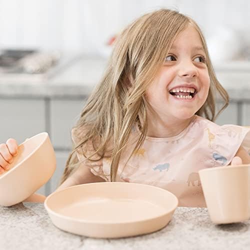 כלי שולחן נצנצים קטנטנים 3 מערכות כלים חבילות- כוסות, צלחות וקערות ללא BPA, סטים וקערות לילדים ופעוטות- סט כלי אוכל פלסטיק פוליפרופילן