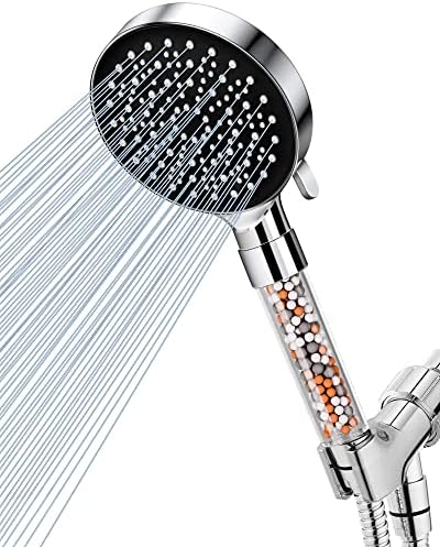 ראש מקלחת ODMJ, ראש מקלחת מסונן עם צינור וסוגר 59 אינץ ', ראש מקלחת מרכך מים בלחץ גבוה למים קשים