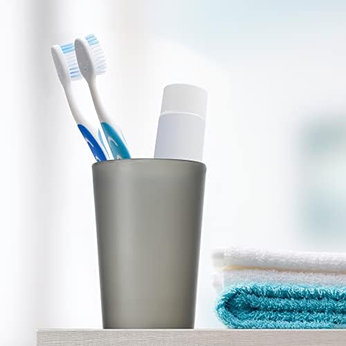 Crocoste 2PCS מברשת שיניים אמבטיה כוסות PP CUP למטבח אמבטיה, צבע שחור אפור, 4.52''X3.03 ''