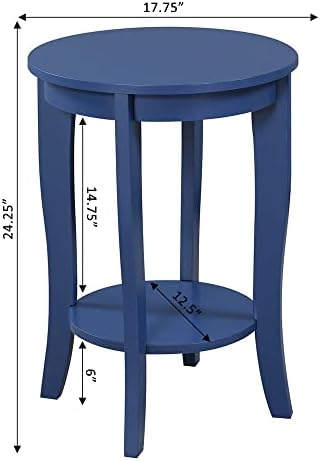 מושגי נוחות מורשת אמריקאית שולחן קצה עגול, כחול קובלט
