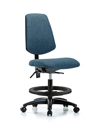 לבטק ישיבה סגן 42239 כיסא ספסל בינוני, בד, בסיס ניילון בגב בינוני-טבעת רגל שחורה, גלגלים, כחול