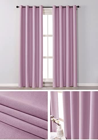 וילונות דקורטיביים של DAESAR לסלון 2 לוחות, וילונות האפלים של אילייט פוליאסטר בהיר ורוד סגול צבע מוצק וילון חדר שינה 42 W x 90 L