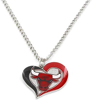 NBA שיקגו בולס אוסף לב מערבולת לב, מחזיק מפתחות מפלדת אל חלד, עגלות וחבילת מתנות שרשרת
