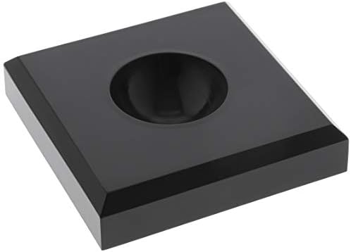 בסיס תצוגה מרובע אקרילי שחור של פלימור עם מעגל מוטבע כדי להחזיק ביצה, שיש, כדור או כדור, 2 W x 2 D x 0.75 H