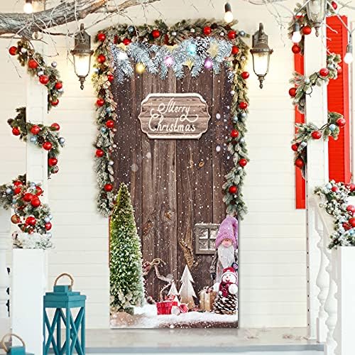 קישוטי כיסוי לדלת חג המולד חג המולד חג מולד כניסה כיסוי דלת חג המולד באנר בד נצנצים אבזרי עץ