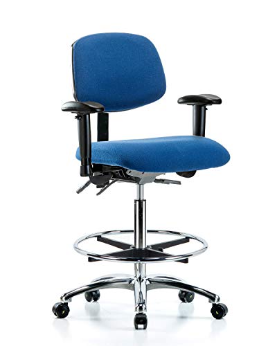 לבטק ישיבה סגן 41020 כיסא ספסל גבוה מבד בסיס כרום, הטיה, זרועות, טבעת רגל כרום, גלגלים כחולים