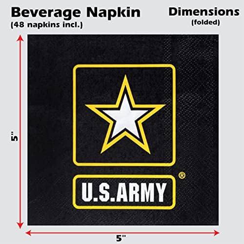 מפיות משקאות צבא ארהב של Havercamp! 48 מפיות של צבא ארהב, מרובע בגודל 5 אינץ 'בלוגו של צבא ארצות הברית המורשה רשמית.