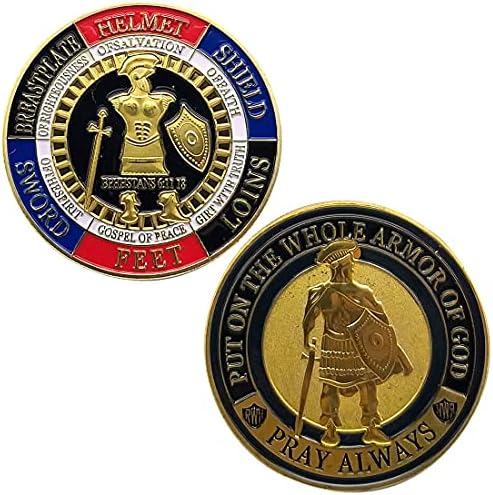 GARASANI 2 Pack Armor of God Coin מטבע זיכרון מטבע זהב מצופה חדר בית משרדים מקור עגול של אספנים כלול 0.3 ממ