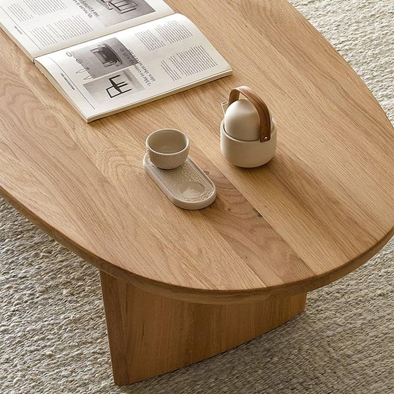 שולחן קפה מעץ מלא מודרני שולחן קוקטייל מזחלת סגלגל עם 2 רגליים שולחן צד שולחן קפה לסלון-39 אינץ 'על 20 אינץ' על 14 אינץ ' שחור