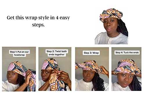קוקוי וחברה סגנונות עטיפת ראש אפריקאים לנשים / עטיפת שיער טורבן עם דפוס צבעוני ארוך ורחב בעבודת יד באפריקה / סגנון מגן אביב קיץ לכל סוגי השיער-נישל, 1 יחידה