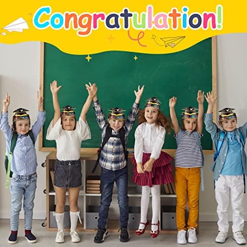 240 חתיכות לגיל הרך כובעי נייר סיום כתרים לילדים כובעי נייר מתכווננים לגן לגן טקס טקס סטודנטים מברכת כובעי גראד סרטי ראש למסיבות לילדים טובות