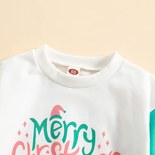 פעוטות תינוקות בנות בנות חג המולד של שרוול ארוך הדפסי מכתב סוודר חולצת שרוול ארוך