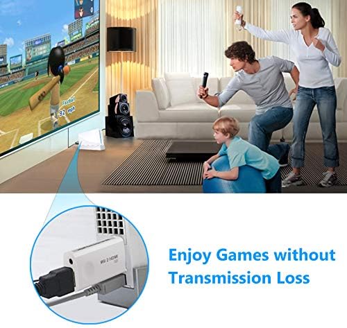 Esynic Wii לממיר HDMI, Wii למתאם HDMI WII ל- HDMI 720P 1080P מתאם ממיר שמע וידאו עם כבל שקע אודיו 3.5 ממ וכבל HDMI
