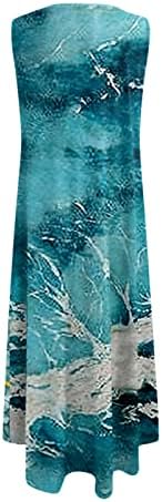 נשים מקסי ארוך טנק שמלת עניבה צבע פרחוני הדפסת שרוולים צוואר פיצול קיץ מזדמן יולדות שמלות חוף שמלה קיצית