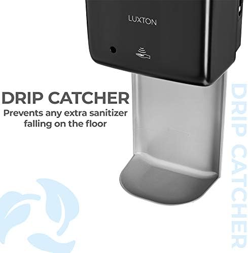 מתקן חיטוי יד אוטומטי של Luxton רכוב על קיר-מיכל בקבוקים הניתן למילוי-חיישן רכב ללא מגע ומנה לכיס טפטוף-מכונה המונעת על סוללות קלות לבית, בית ספר, משרד ועסקים