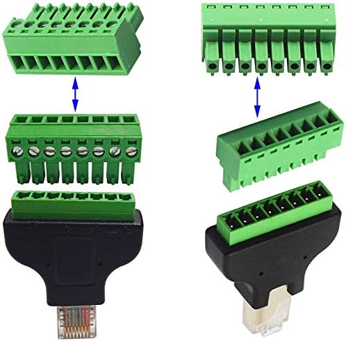 Poyiccot RJ45 מתאם מסוף בורג / רשת מתאם Ethernet RJ45, לוח הפריצה RJ45 / 8P8C זכר עד 8 PIN AV AV מתאם מתאם בורג מתאם חסימת ממיר עבור CCTV, CAT5, CAT6
