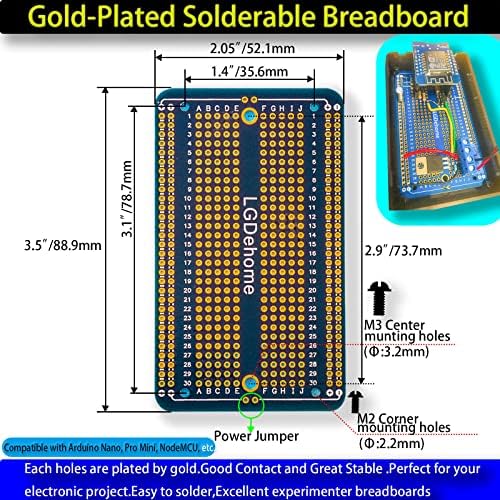 Lgdehome זהב מצופה לוח לחם לולנייה לפרויקטים של אלקטרוניקה DIY התואמים לפרויקטים של הלחמת ארדואינו