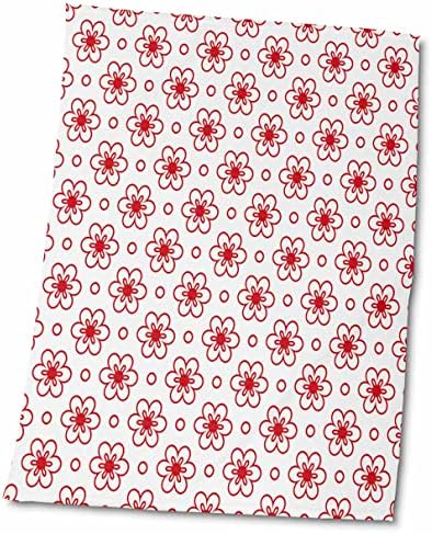 3 דרוז אן מארי באו - דפוסים - פרחים אדומים חמודים ועיגולים דפוס - מגבות
