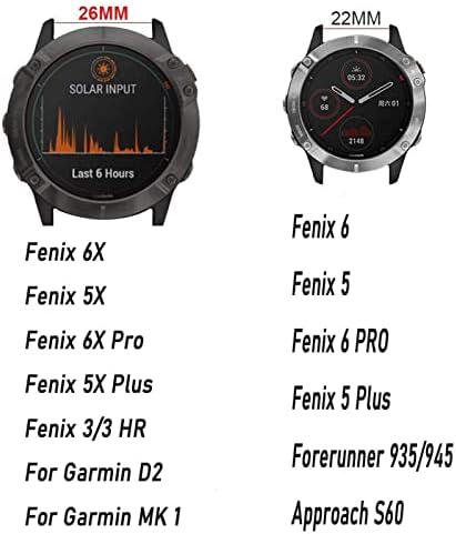 FEHAUK 20 22 26 ממ מהיר רצועת Watchband לרצועת Garmin Fenix ​​5 5 Plus 6 6x Pro 3HR D2 MK1 935 Smart Watch Silicone Easyfit להקת שורש כף היד