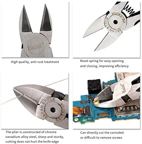 חותך תיל KAISI 5 אינץ 'KA05A מיקרו -אלכסוני חותך צבת צבת חותכי צד מדויקים צבת לחתכים אלקטרוניקה, חוטים, תכשיטים, קשרי רוכסן וכו'