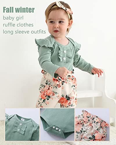 Mioglrie יילוד תינוקות תינוקות תינוקות רומפר מכנסיים מכניסים תלבושות פרחוניות בגדי תינוקות כותנה לבנות