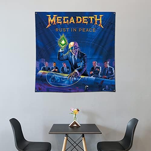 Eksent Megadeth Rust in Peace Banner ענק 4x4 ft בד פוסטר דגל שטיחי אלבום אלבום