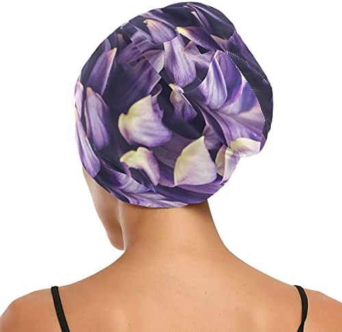 כובע עבודה של כובע שינה כובע מצנפת כפיות פרח פרחוני סגול לנשים עטיפת לילה בגדי שיער