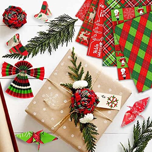 12 'x12' אינץ 'עץ חג המולד צבי שלג איש שלג גיליונות נייר מתנה נייר עטיפת מתנה 12 עיצובים נייר נייר מלאכה דו צדדי 24 pcs