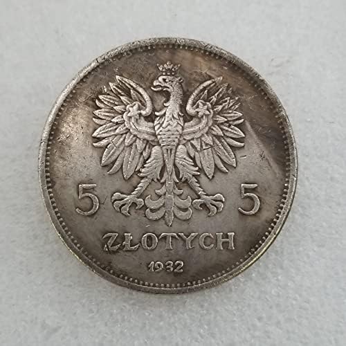 מלאכות עתיקות פולין 1932 פליז מכסף מצופה כסף ישן דולר כסף עגול סחר חוץ מסחר 2477