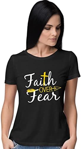 צא לנשים אמונה על פחד קרוס וחץ חולצת טריקו ישו כריסטיאן