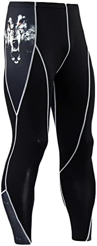 מכנסי דחיסה לגברים מהיר יבש מגניב גולגולת דפוס פעיל חותלות אימון ריצת טייץ תחתית שכבת בסיס