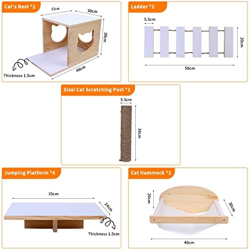 חתול קיר מדפים חתול מדפים ומוטות עם החלקה עיצוב,10 יחידות חתול קיר ריהוט עם 2 חתול בתים & מגבר; 4 חתול קיר מדפים & מגבר; 2 חתול טיפוס סולמות & מגבר; 1 חתול מגרד הודעה & מגבר; 1 חתול ערסל עבור מקורה