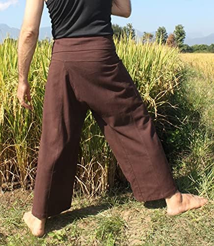 Raanpahmuang מכנסי דייג תאילנדים גברים/נשים, יוגה רופפת, פיראט, מכנסי הרמון, כותנה, מכנסי קימונו יוניסקס