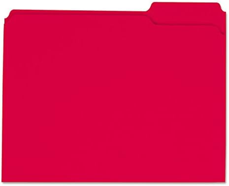 אוניברסלי 16163 צבעוני קובץ תיקיות, 1/3 לחתוך מגוון, שני רובדי למעלה כרטיסייה, מכתב, אדום,100 / תיבה