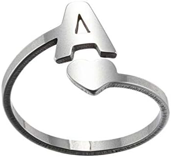 נשים מבטיחות טבעת מכתב אופנה פתיחת טבעות חתונה בנות רטרו רטרו נירוסטה תכשיטים טבעת נישואין מתכווננת